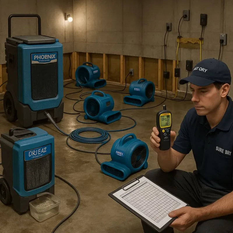 Structural Drying and Dehumidification process in Bunkerville, NV